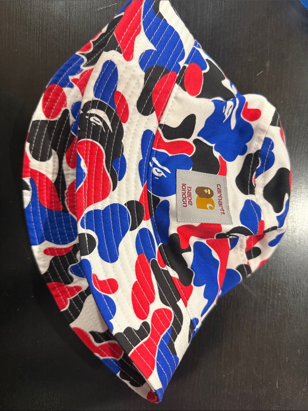 Carhartt/Bape Red Blue Black Camo Bucket Hat